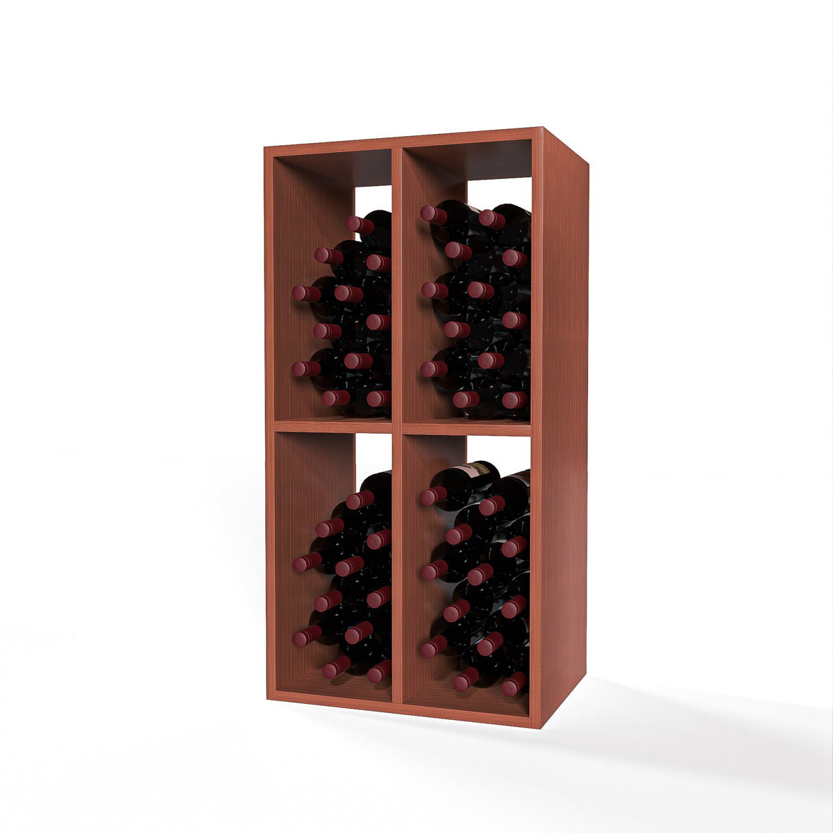 GrandCellar™ 4 Column Full-Depth Wine Case Bin – 36" – Sapele Mahogany / Unstained