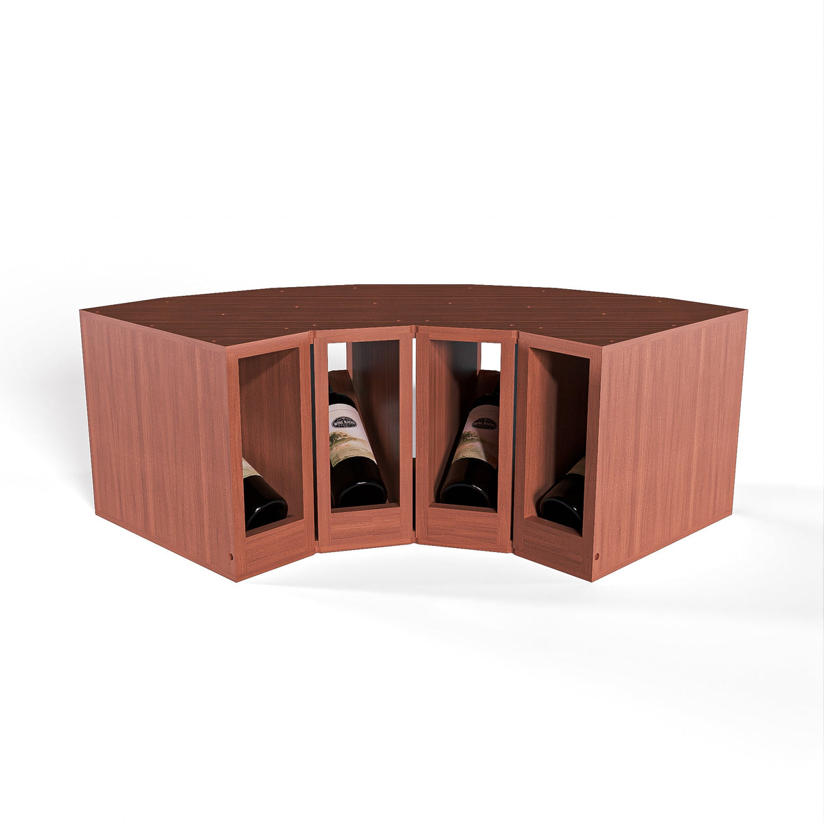 GrandCellar™ 4 Column Full-Depth Elevated Cradle Display Row Corner – 12" – Sapele Mahogany / Unstained