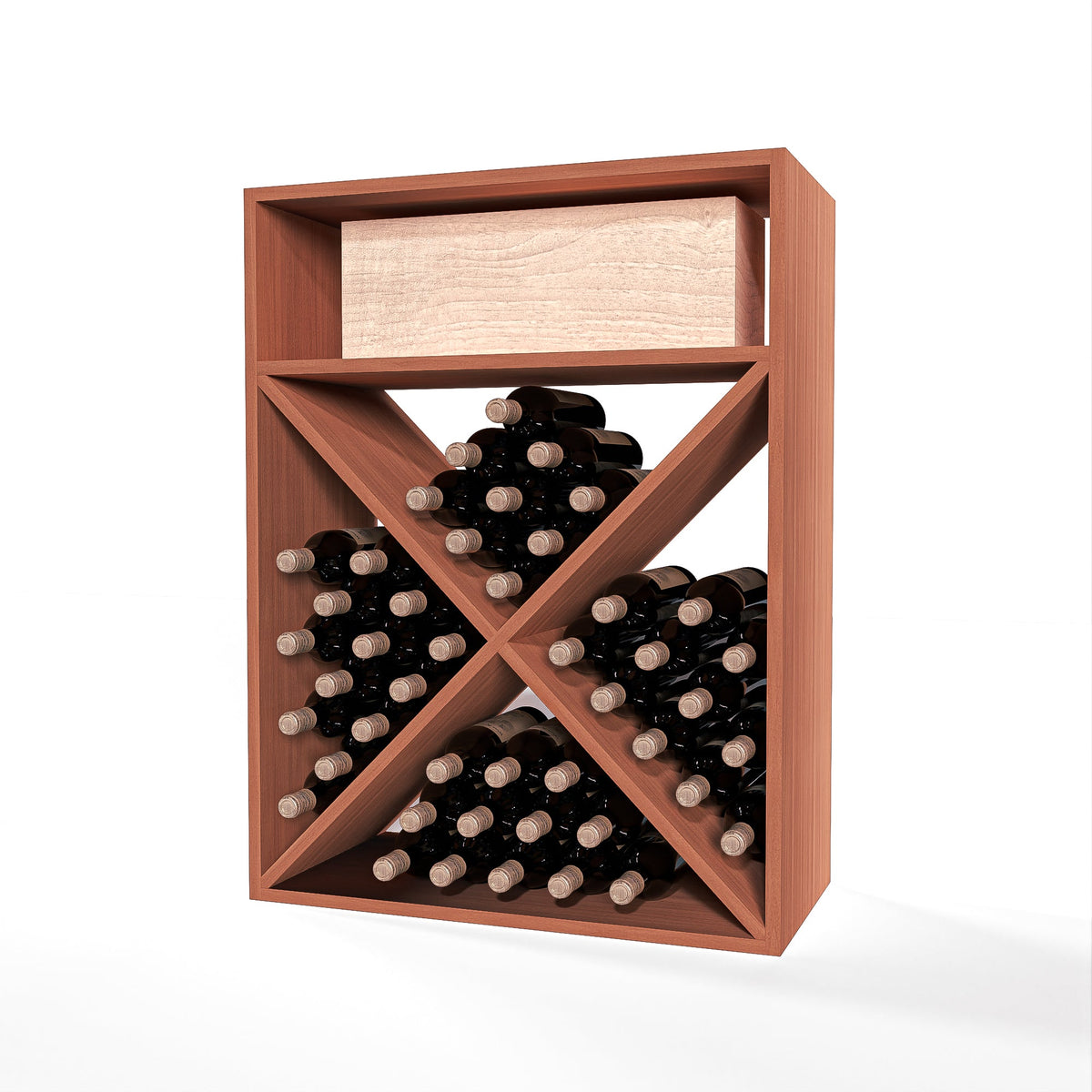 GrandCellar™ 6 Column Full-Depth X Bin – 36" – Sapele Mahogany / Unstained