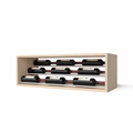 GrandCellar™ 8 Column Waterfall Label-Forward Wine Display – 12" Silver Metal Rods – White Oak / Unstained